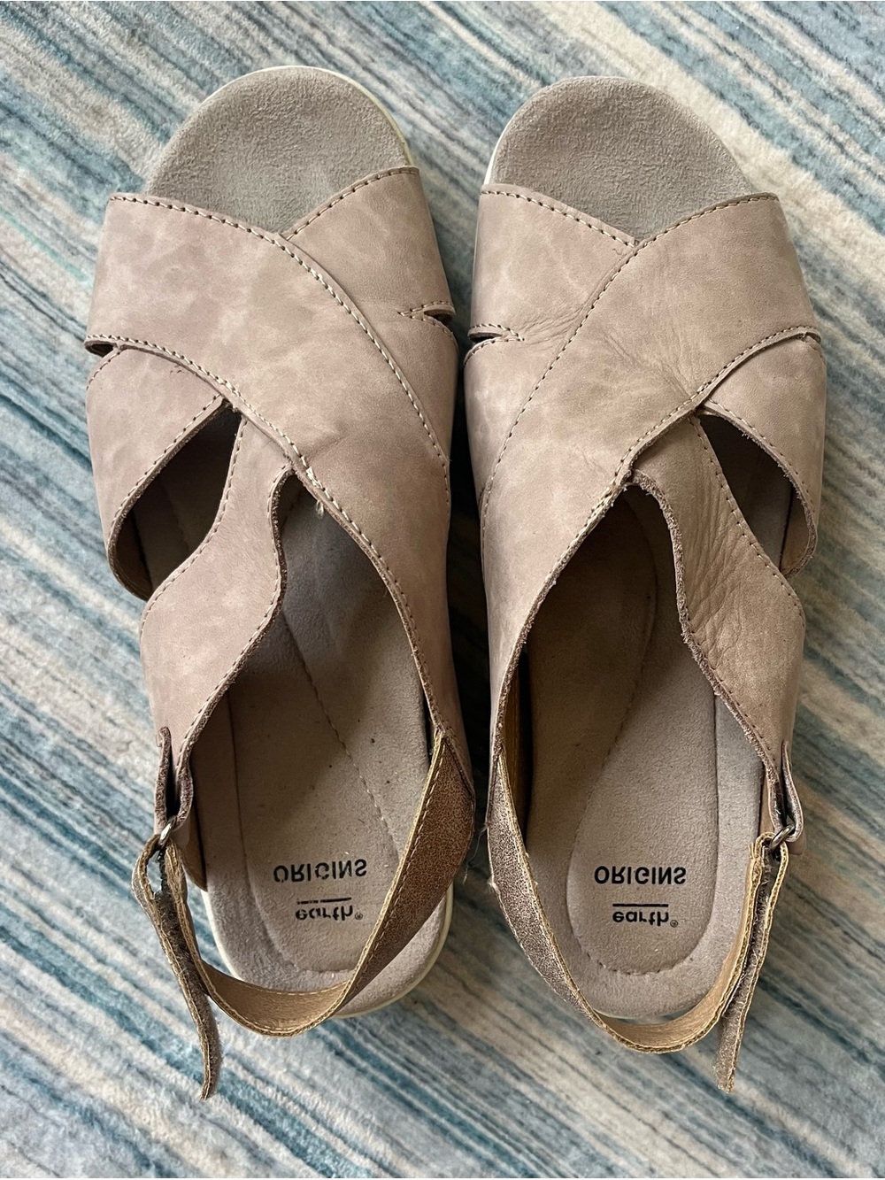 Earth Origins Taupe Cross-Strap Women's Sandals
